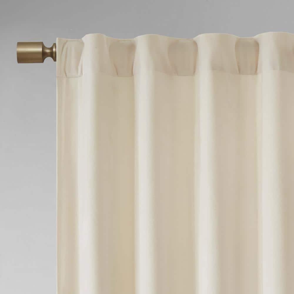 Set of 2 (63"x37") Bryce Poly Velvet Room Darkening Curtain Panels Ivory: Modern Living Room Decor by 510 Design