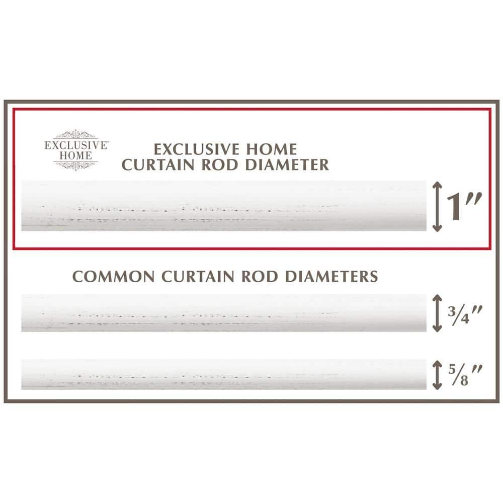 Exclusive Home 36"-72" Duke Curtain Rod - Distressed White: Iron, Single Rod, 25 lb Capacity, Rounded Cap Finial