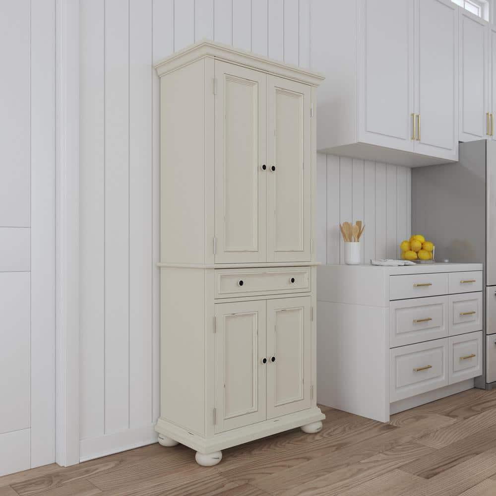 Home Styles Dover Kitchen Pantry White : Hardwood Construction, 4-Door Design, Adjustable Shelves, 1 Drawer