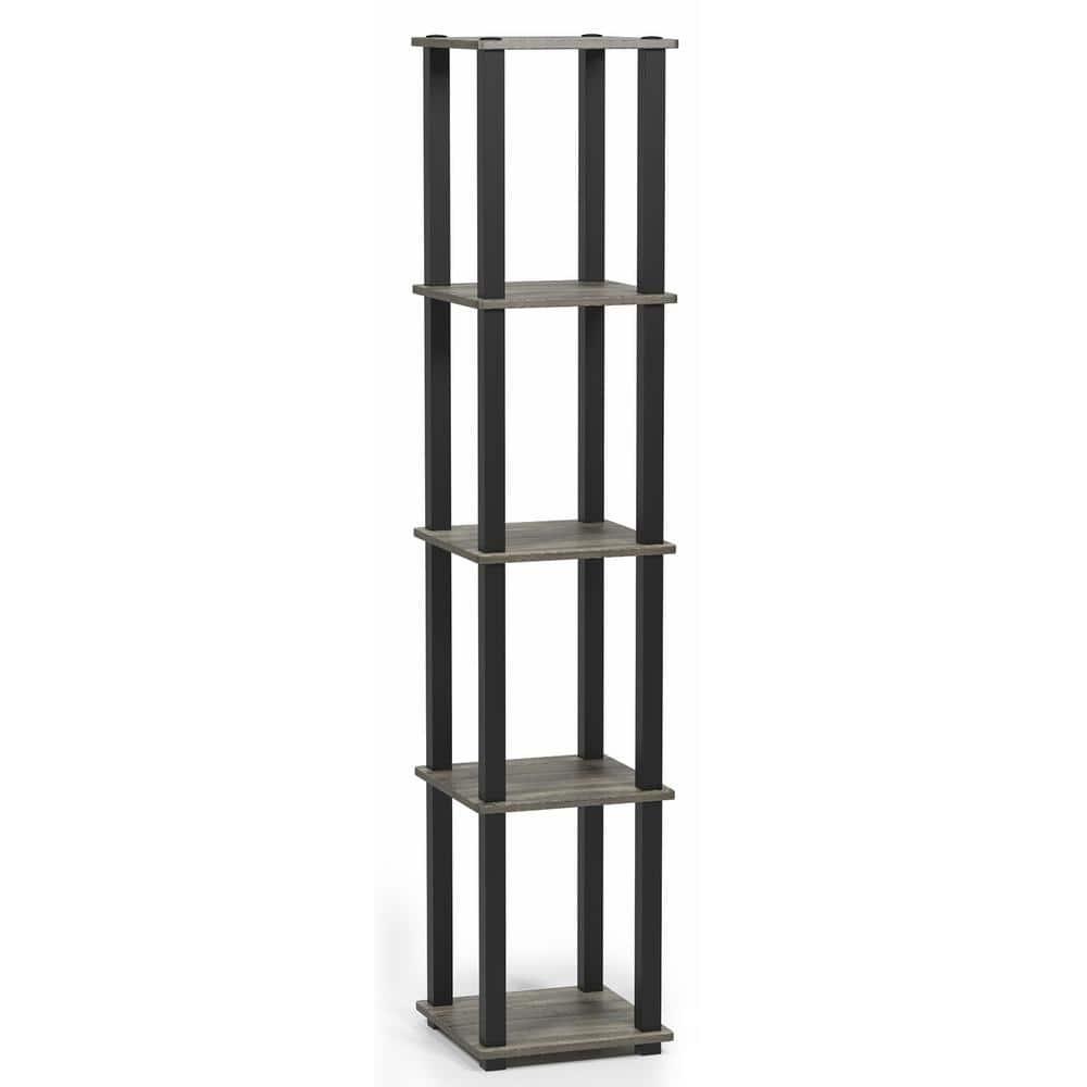 Furinno 11.6 W x 11.6 D x 57.7 H 5-Shelf Decorative Shelves, Gray and White