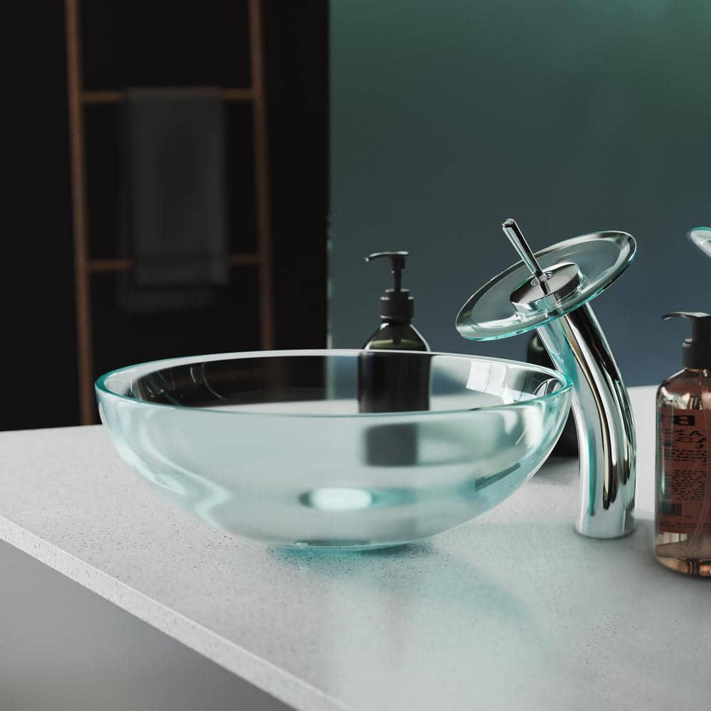 Cascade 16.5 Glass Vessel Sink with Faucet