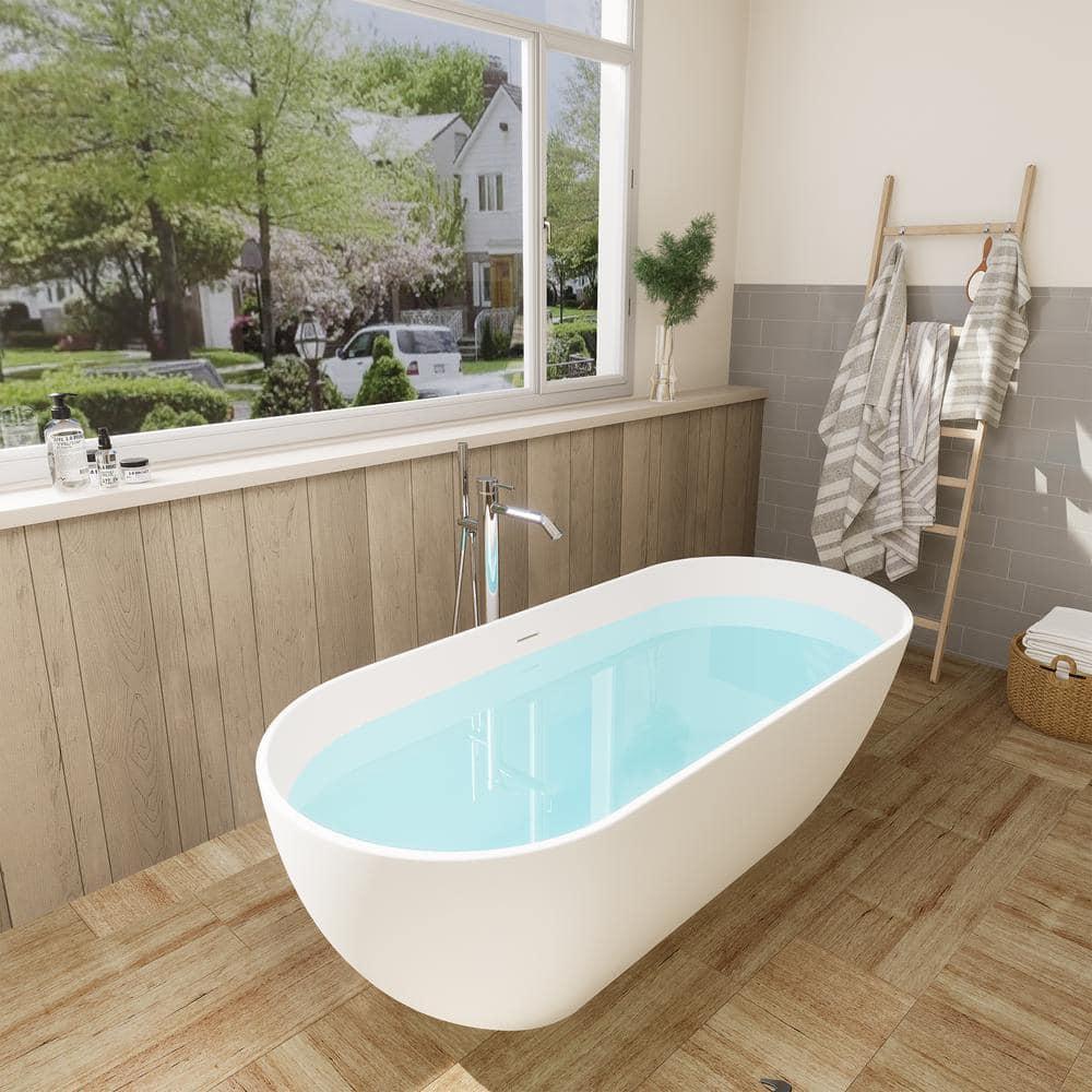 Ryder 59.1'' x 29.5'' Freestanding Soaking Stone Rein Bathtub