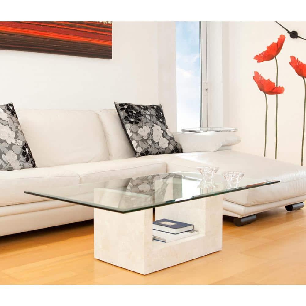 24 x 36 Inch Rectangle Glass Table Top 3/8 Inch Thick Clear Tempered Glass With Bevel Edge Polished Radius Corners
