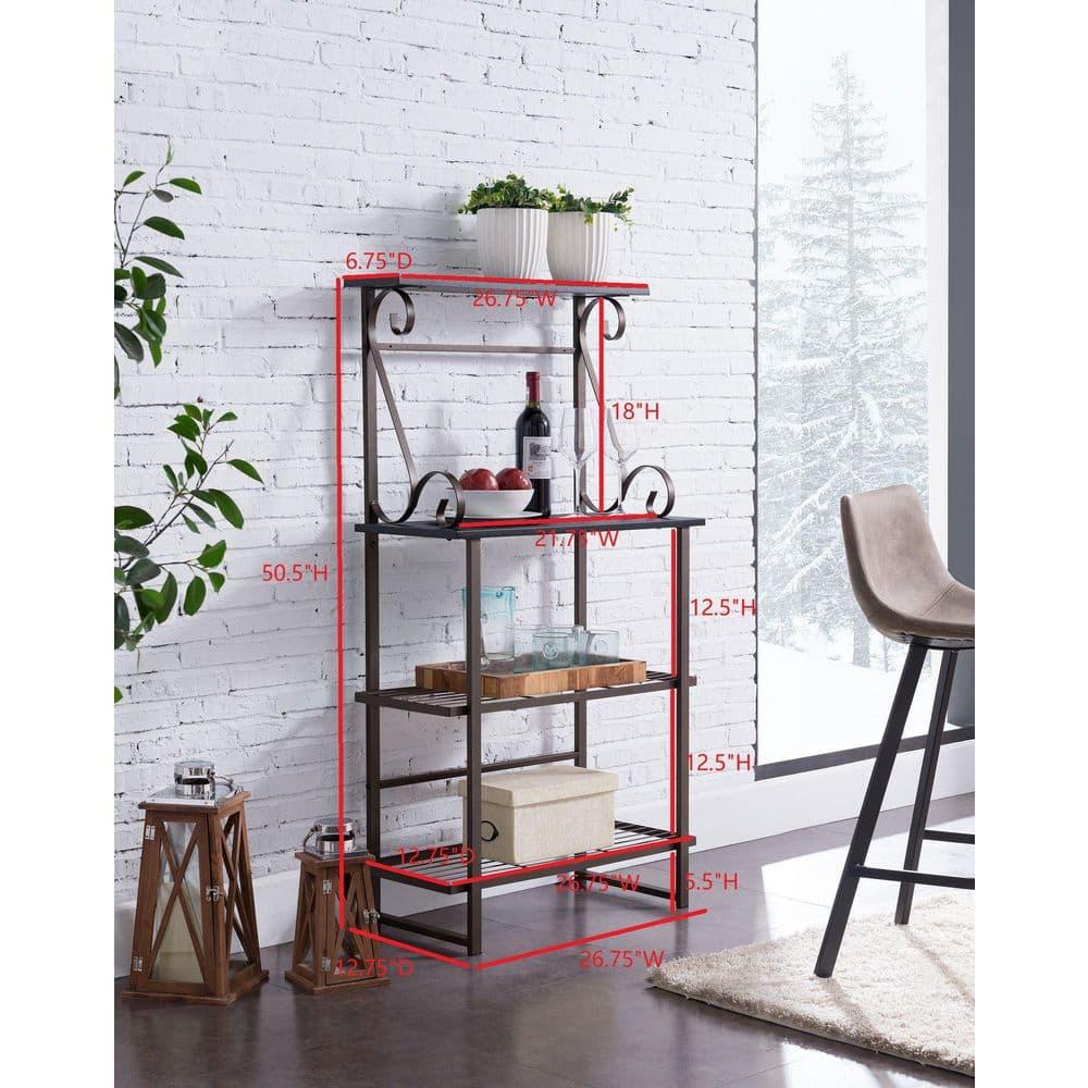 Kings Brand Furniture Covington Metal Kitchen Shelves Baker’s Rack Microwave Stand, Pewter