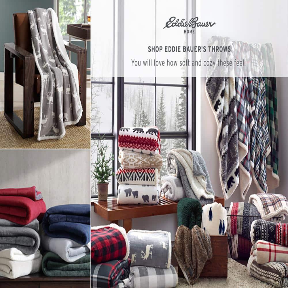Eddie Bauer Eddie Bauer Printed Plush Fleece/Sherpa Throw Blankets