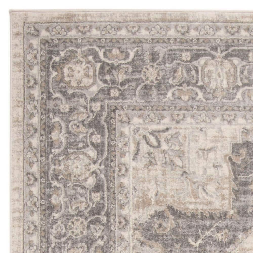 Brentwood BNT865 Power Loomed Indoor Area Rug - Cream/Grey - 5'x5' - Safavieh