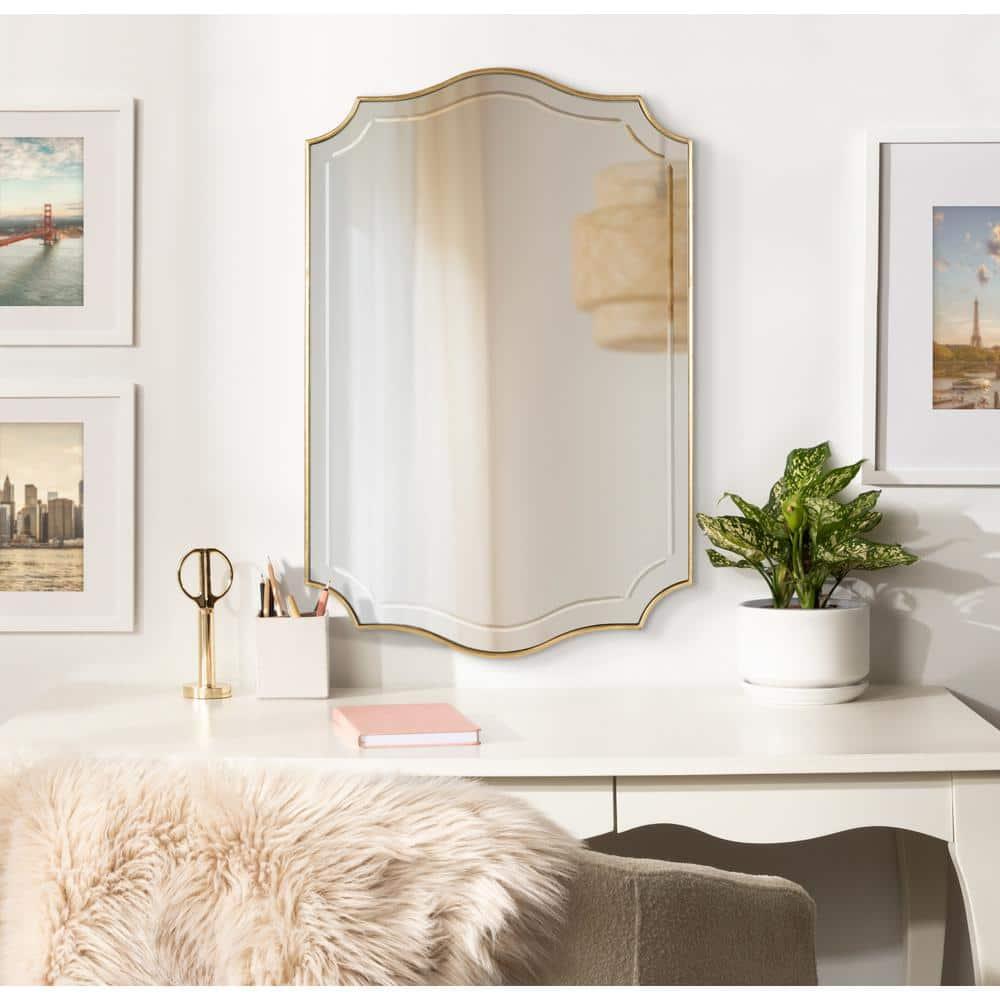 20" x 30" Hollyn Decorative Framed Wall Mirror Gold - Kate & Laurel All Things Decor: Chic Scalloped Edge, Hangs Both Ways