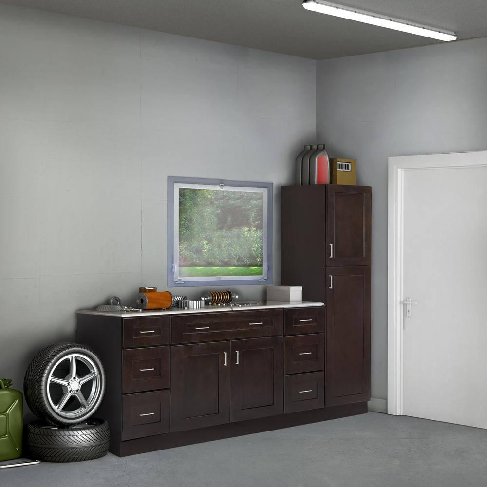 Brookings Shaker Unassembled Bridge Wall Kitchen Cabinet W3321, 33 W x 12 D x 21 H, Brown, Solid Wood, Design House, 543231