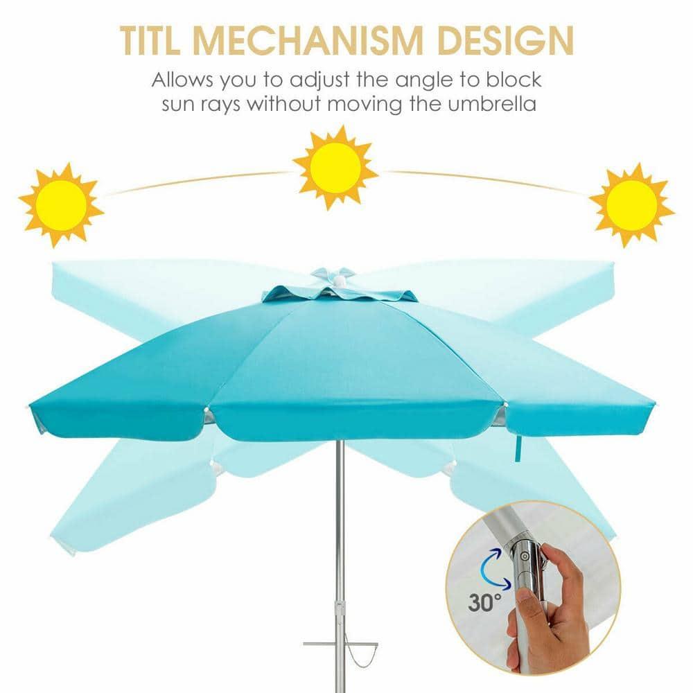 Yardi Yard 6.5 Feet Beach Umbrella with Sun Shade and Carry Bag without Weight Base-Blue, Travel Beach Umbrella, Beach Umbrellas for Sand Heavy Duty Wind Portable Beach Umbrella