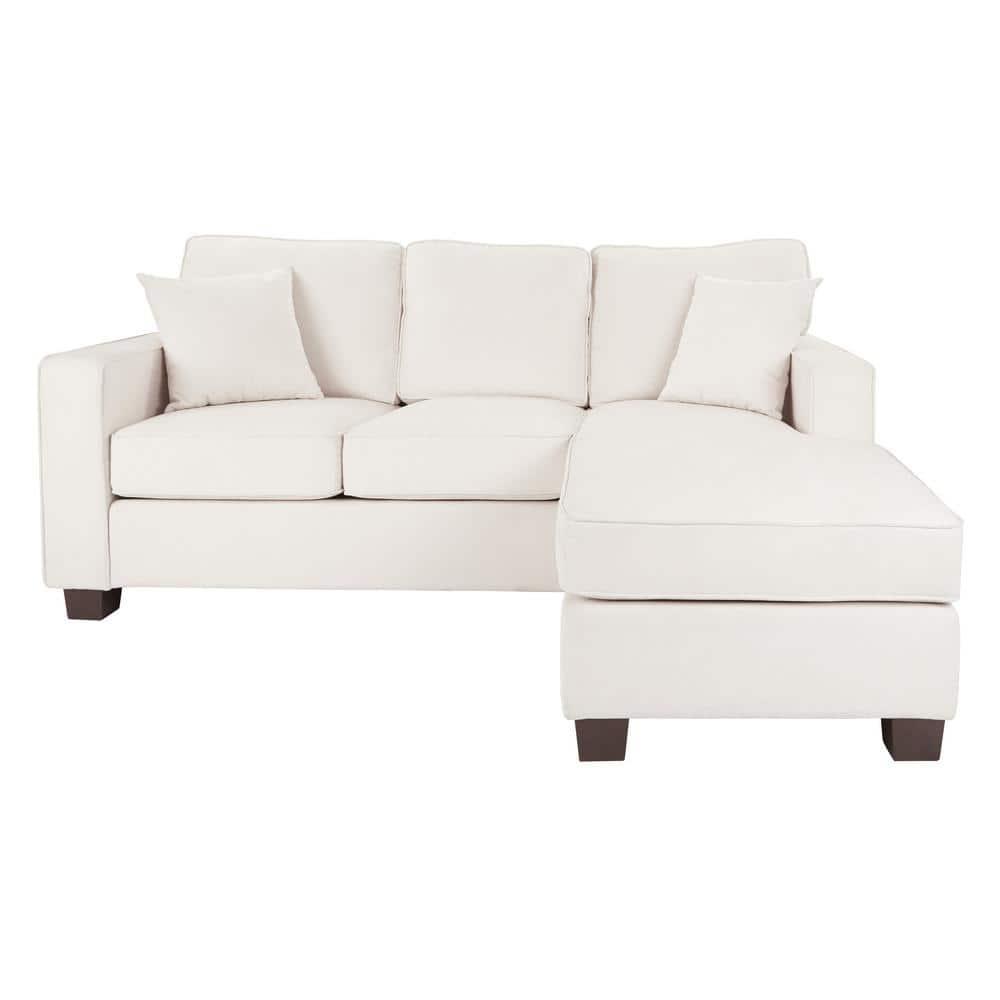 OSP Home Furnishings Russell Sectional with 2 Pillows Off White: Transitional Style, Polyester Upholstery, Wood Frame