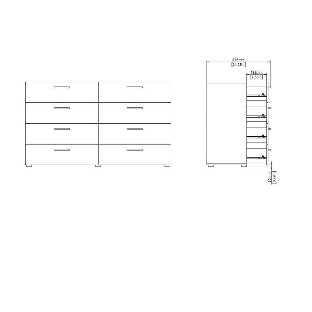 Tvilum Loft 8 Drawer Double Dresser for Adults, White