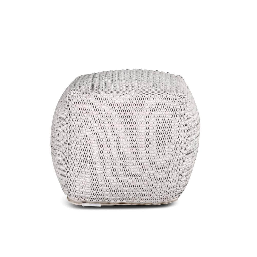 Hakim Square Handwoven Pouf Ivory - Steve Silver Co.: Wool & Cotton, No Assembly Required