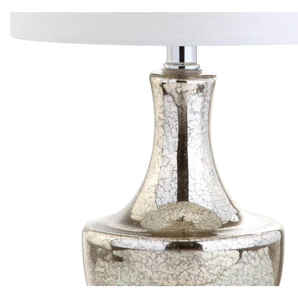 JONATHAN  Y Colette Mini Glass Transitional/Glam 20-in Silver LED Incandescent Rotary socket Table Lamp with Linen Shade