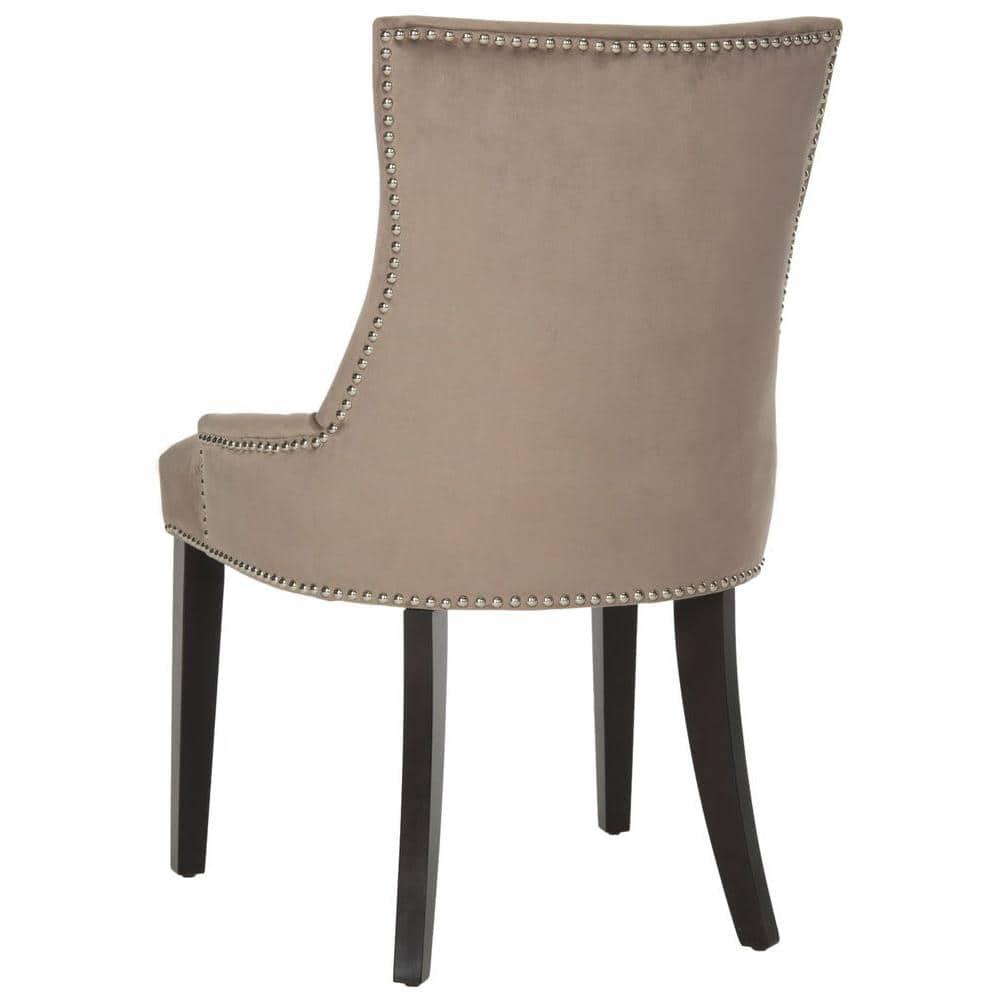Lester 19"H Dining Chair (Set of 2) with Nickel Nail Heads - Mushroom - Safavieh