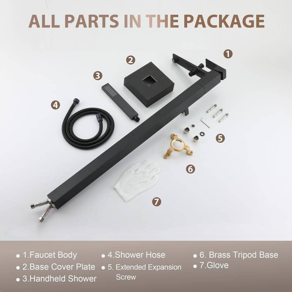 mondawe Single Handle Floor Mounted Freestanding Tub Filler with Diverter MDLT0055-MB