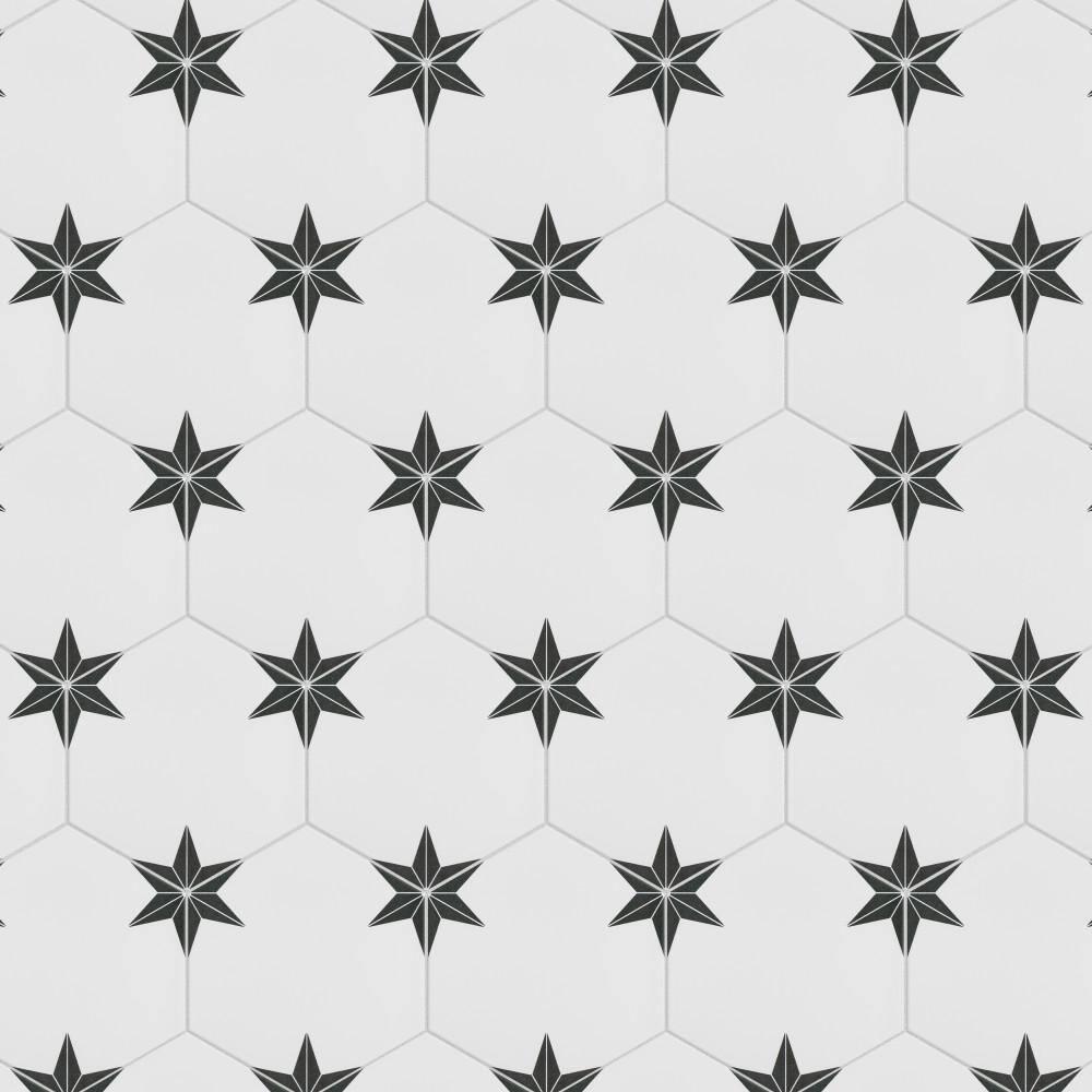 Stella Hex 9" x 10" Porcelain Patterned Wall & Floor Tile