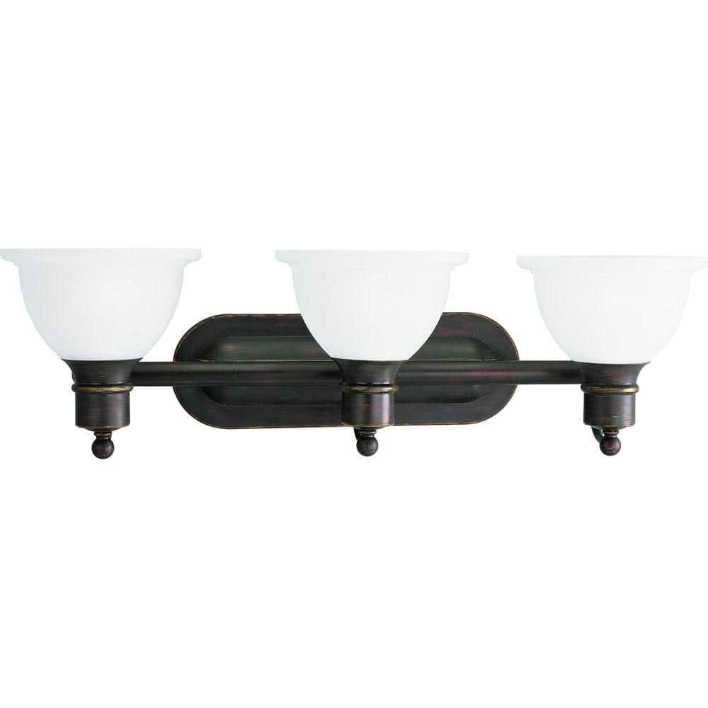 Progress Lighting Madison 3-Light Wall Bracket, Antique Bronze, White Etched Glass