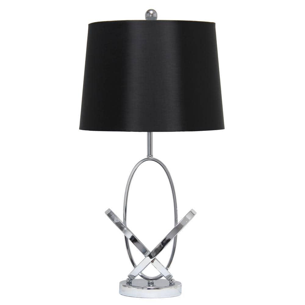 Mod Art Polished Table Lamp with Shade Metallic Silver - Elegant Designs: UL Listed, 3-Way Switch, No Assembly Required