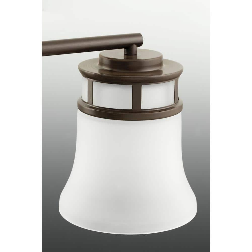 Progress Lighting Cascadia 3-Light Bath Vanity, Steel, Antique Bronze, Etched Glass Shade