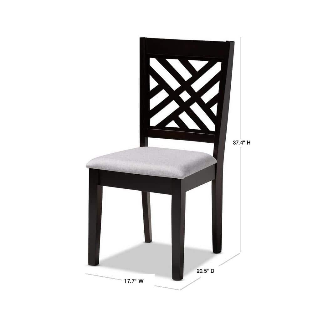 2pc Caron Upholstered Wood Dining Chair Set Sand Gray/Espresso - Baxton Studio