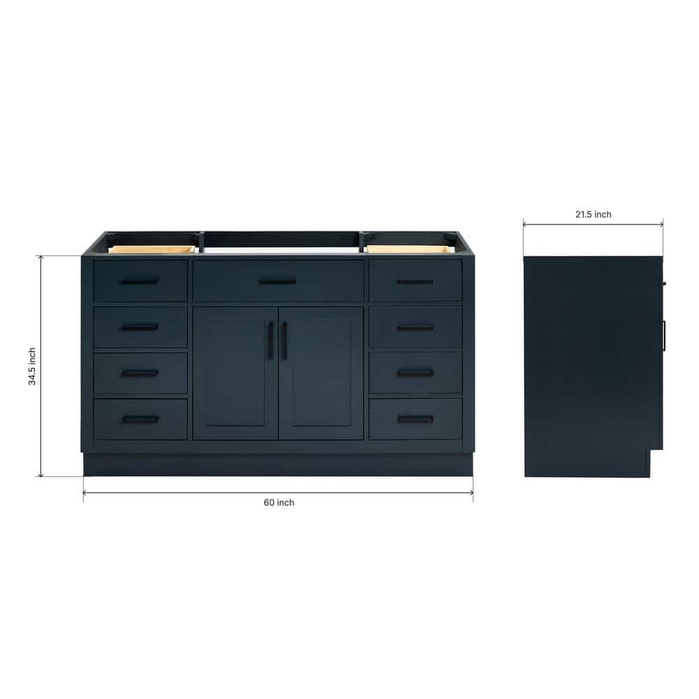 Ariel T060s-Bc Hepburn 60" Single Free Standing Vanity Cabinet Only - Blue
