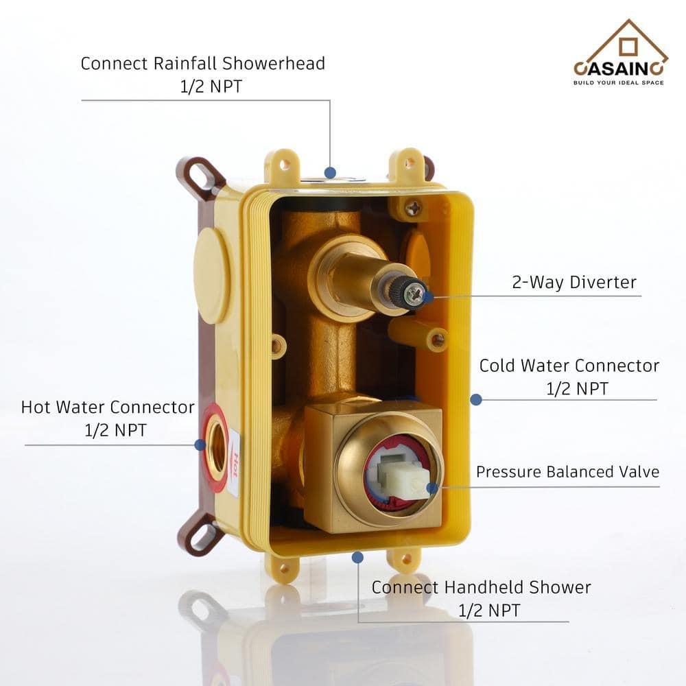 CASAINC 10" Wall Mounted Dual Shower Heads Shower Valve Trim System Kit