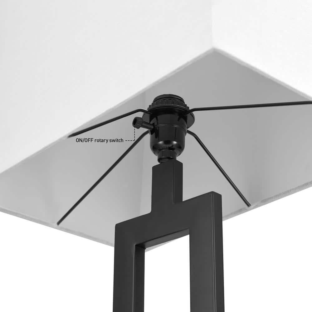 Globe Electric D'Alessio 58" Matte Black Floor Lamp with White Linen Shade, 67046