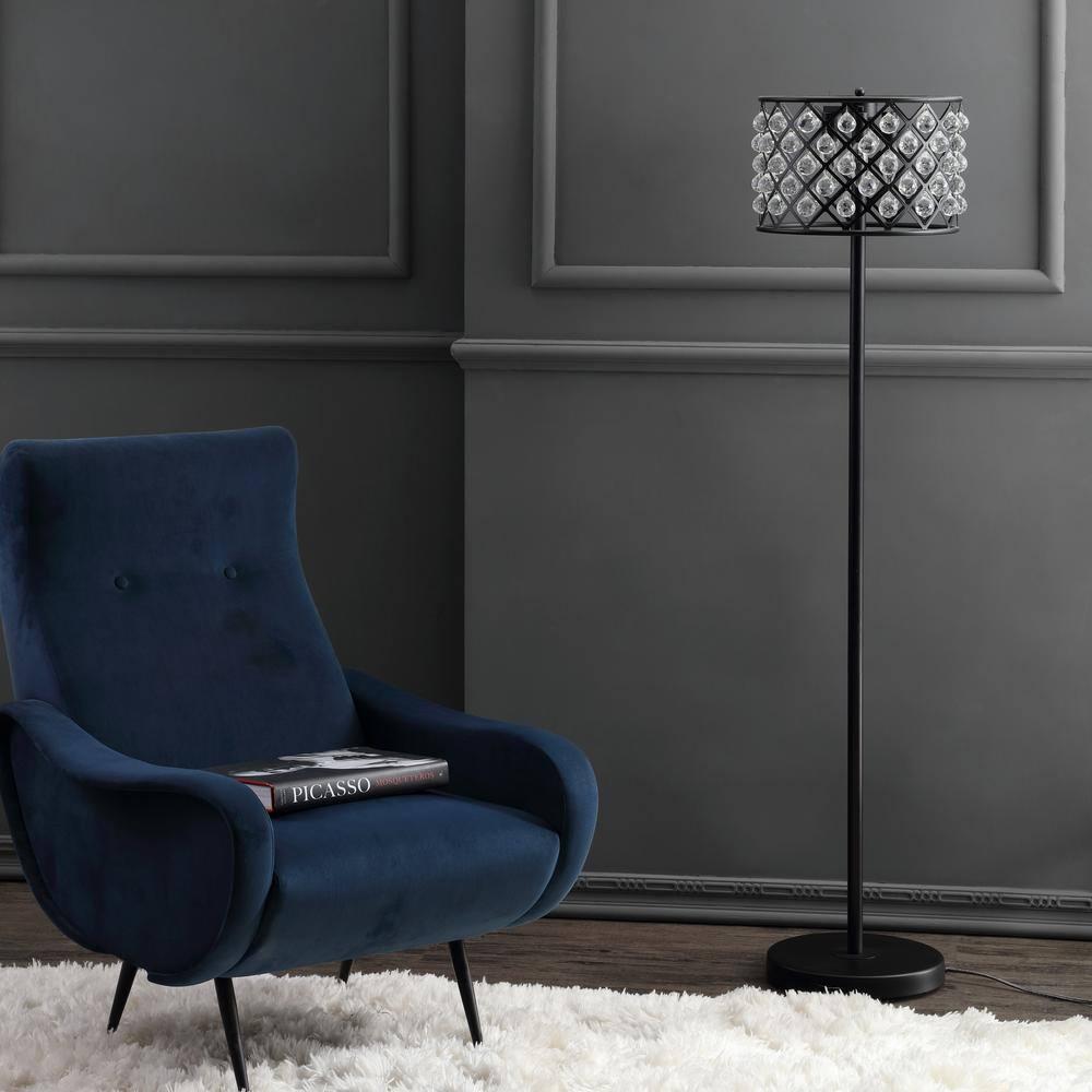 JONATHAN Y JYL9000B Elizabeth 60" Crystal/Metal LED Floor Lamp, Contemporary, Modern, Transitional, Elegant, Office, Living Room, Family Room, Dining Room, Bedroom, Hallway, Foyer, Bronze/Clear