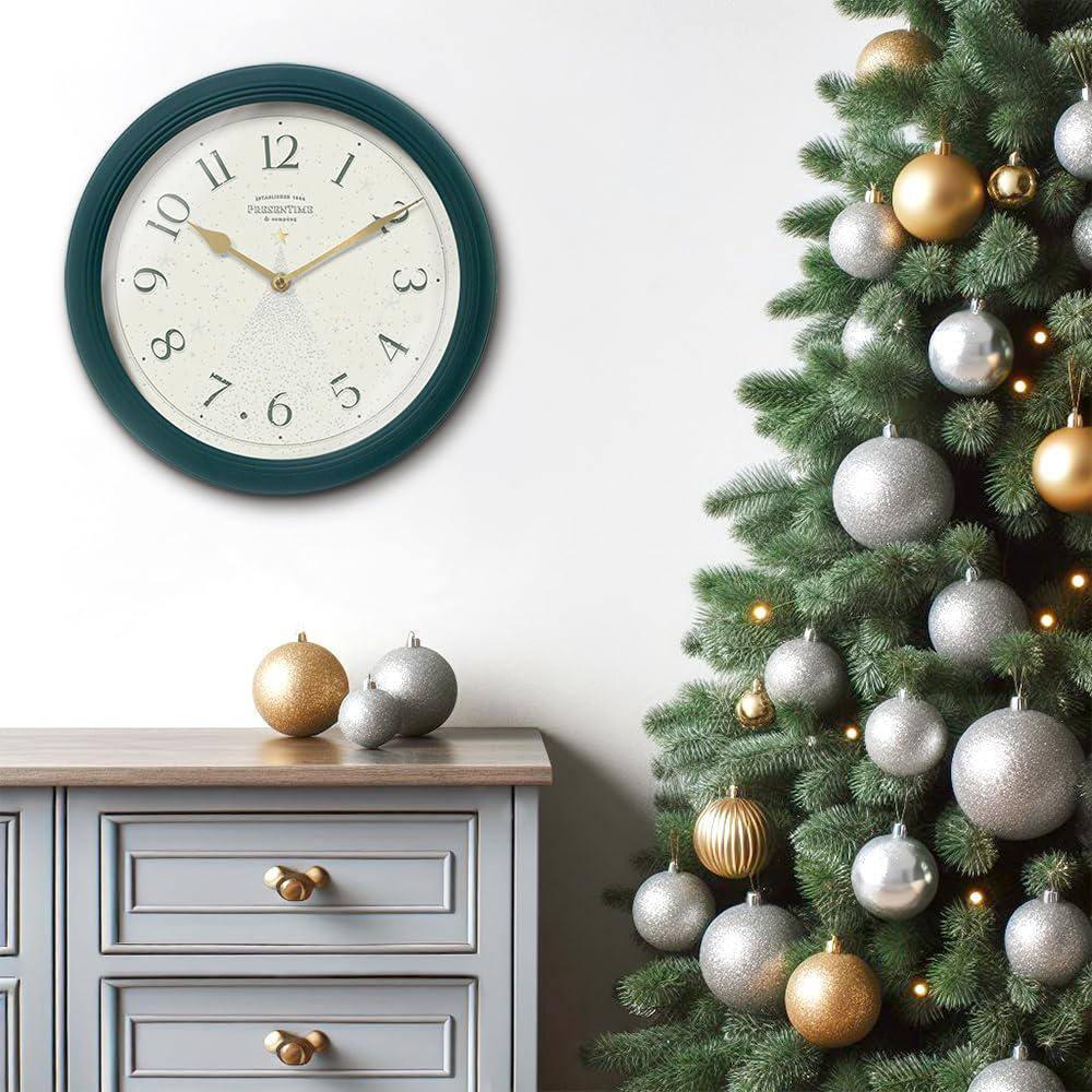 Presentime & Co. 12.6" Illuminated Farmhouse Wall Clock, Silent Battery Operated Night Light Wall Clock with Smart LED Sensor for Living Room, Bathroom, Kitchen, Home Office, Oil Rubbed Bronze Finish