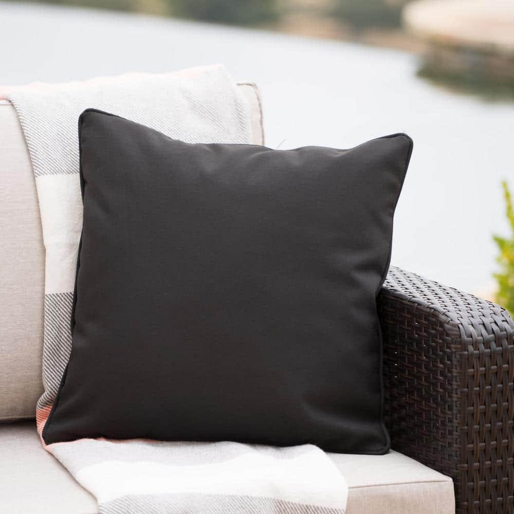 Noble House Coronado 18x18" Square Fabric Throw Pillow in Black