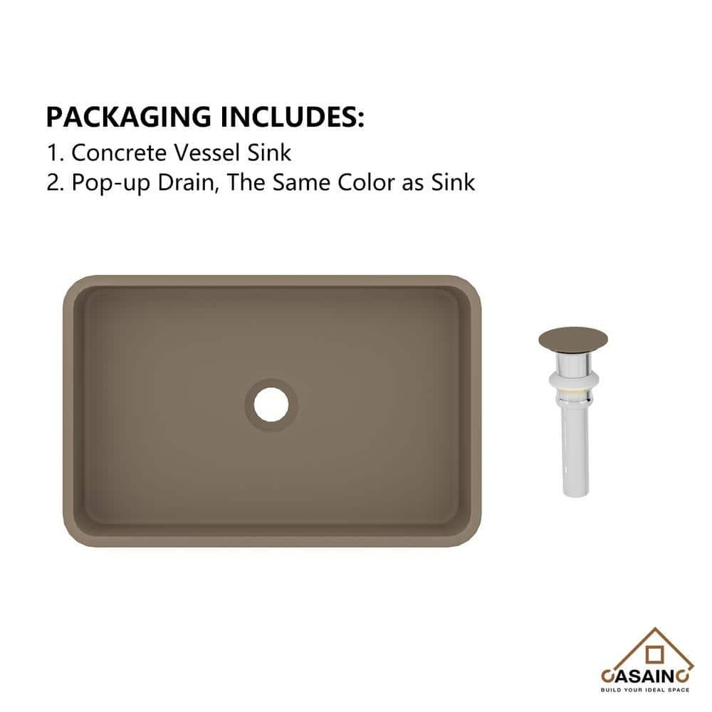 CASAINC Maple 12.79'' Concrete Rectangular Bathroom Sink
