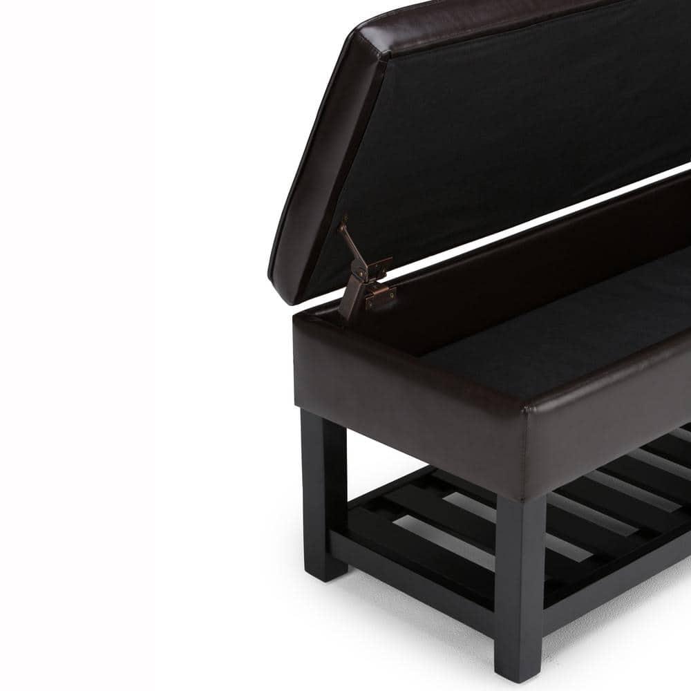 Simpli Home Cosmopolitan 44"W Transitional Tufted Storage Ottoman Bench with Lift Top