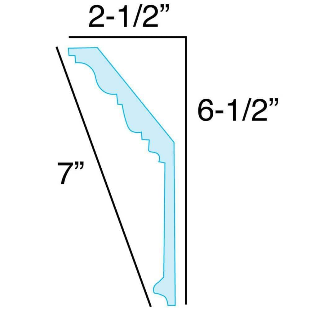 6-1/2 in x 2-1/2 in x 6 in Long Egg and Dart with Palmettes Polyurethane Crown Moulding Sample