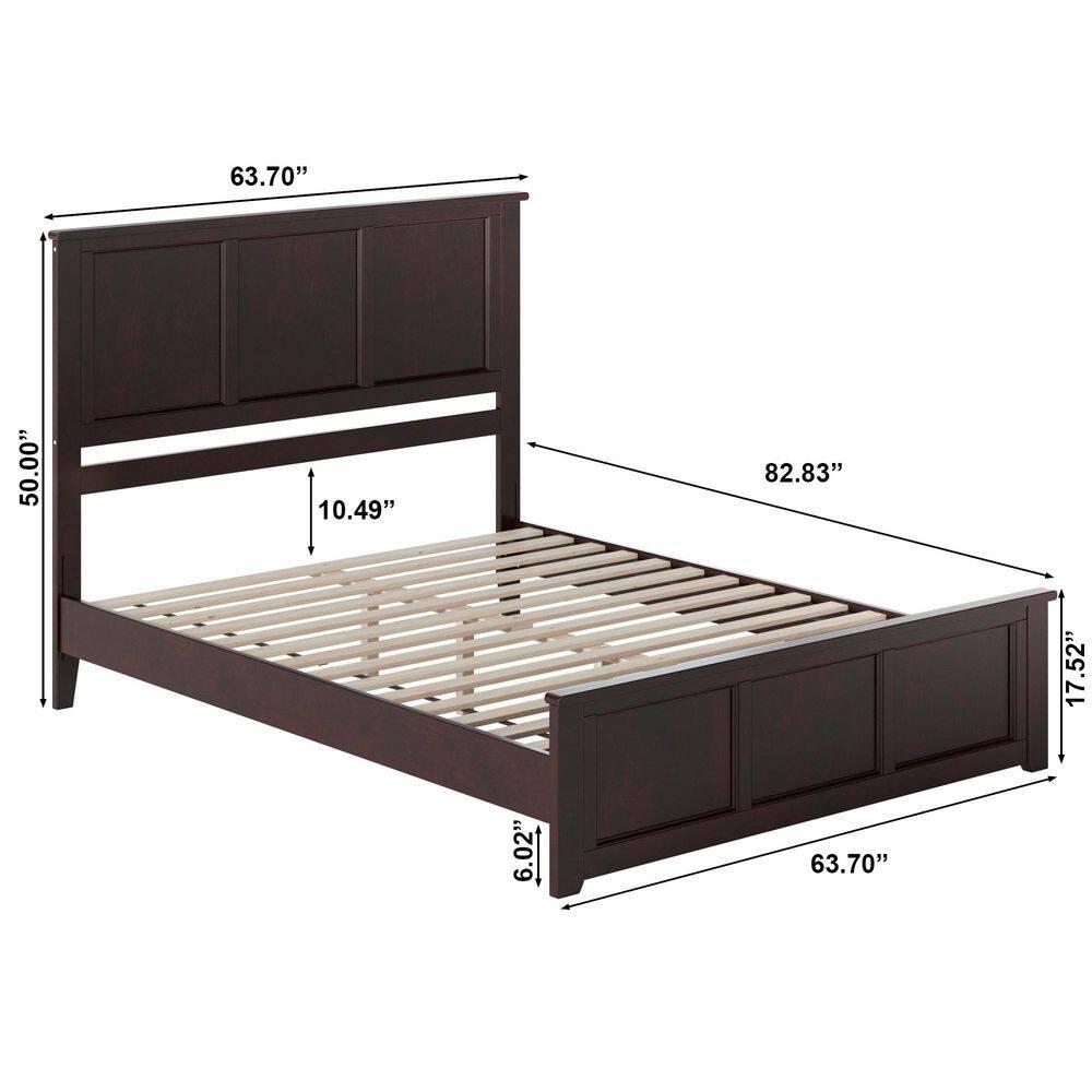 AFI Charlotte Queen Solid Wood Low Profile Platform Bed with Matching Footboard, Espresso