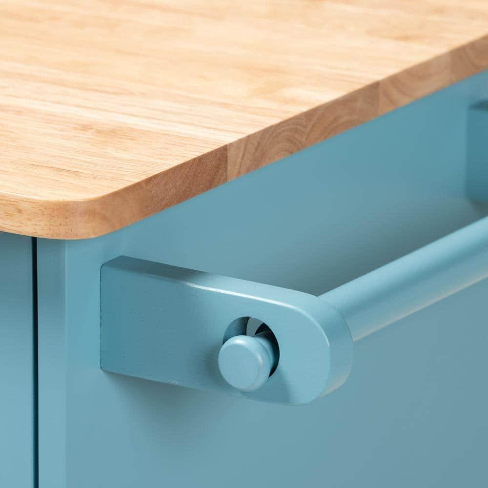 Baxton Studio Liona Modern and Contemporary Sky Blue Finished Wood Kitchen Storage Cart