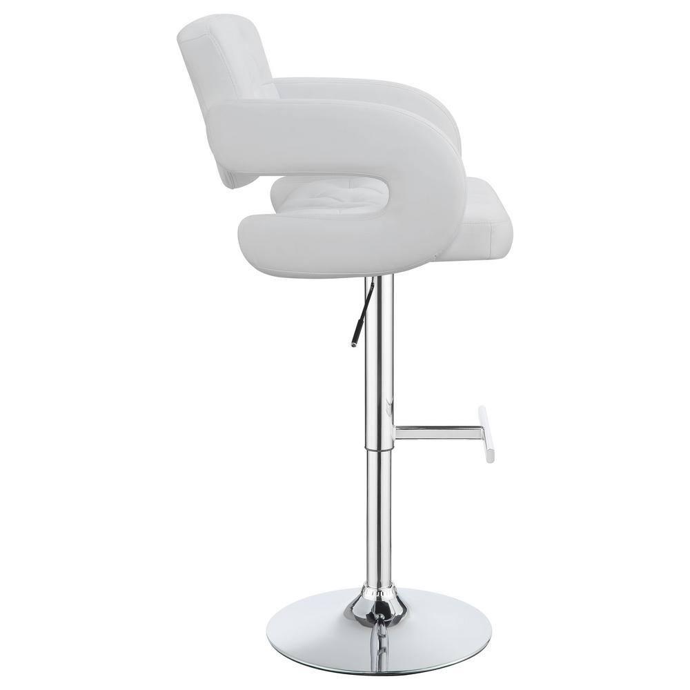Coaster Contemporary Faux Leather Adjustable Bar Stool in White