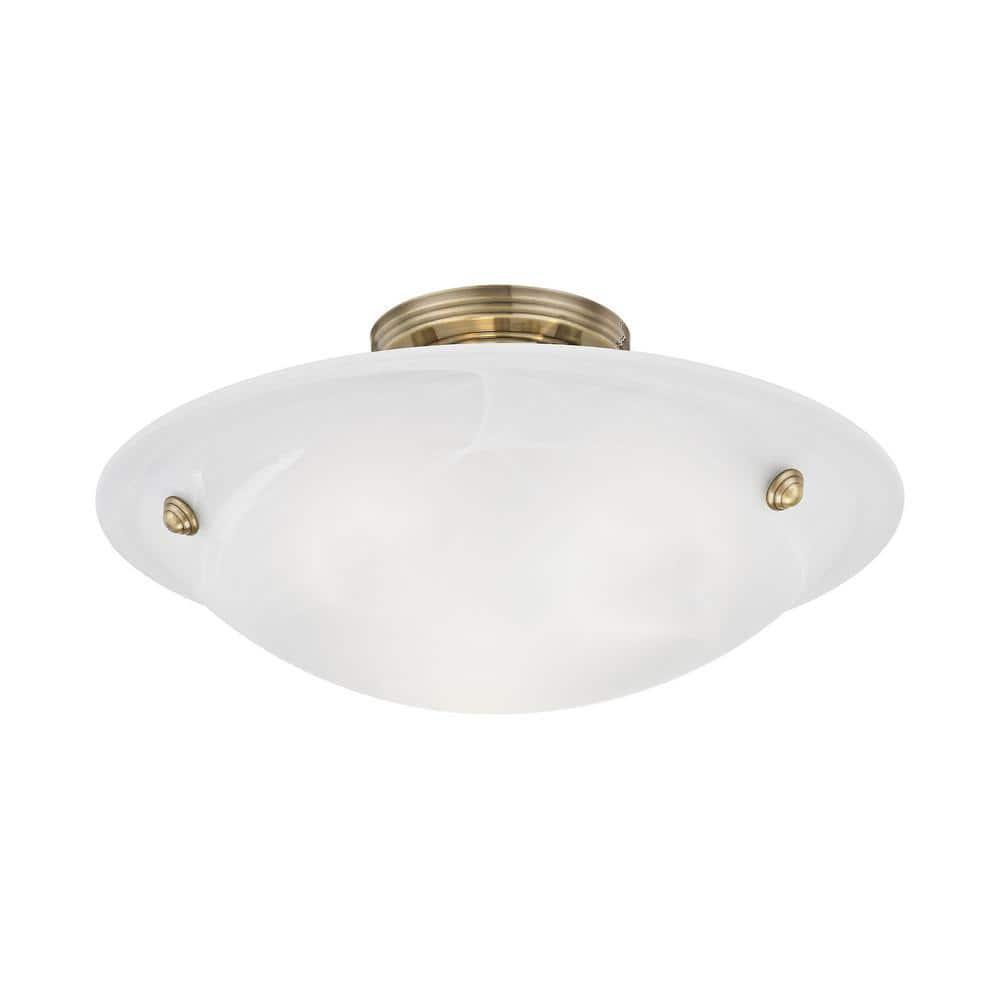 Livex Lighting Oasis 3 - Light Flush Mount in  Antique Brass