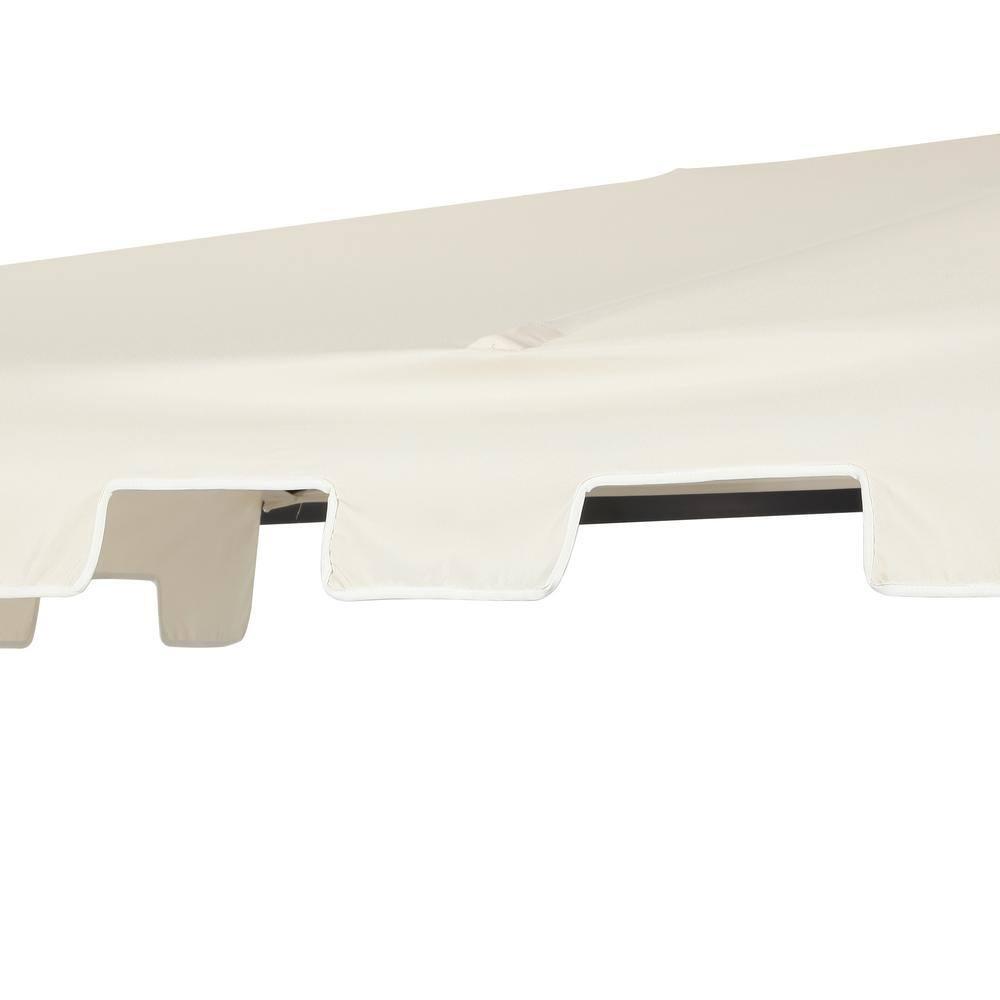 JONATHAN Y Sidney 9 ft. Classic MidCentury Rectangular Half Market Patio Umbrella with Crank, Wind Vent and UV Protection in Cream/White