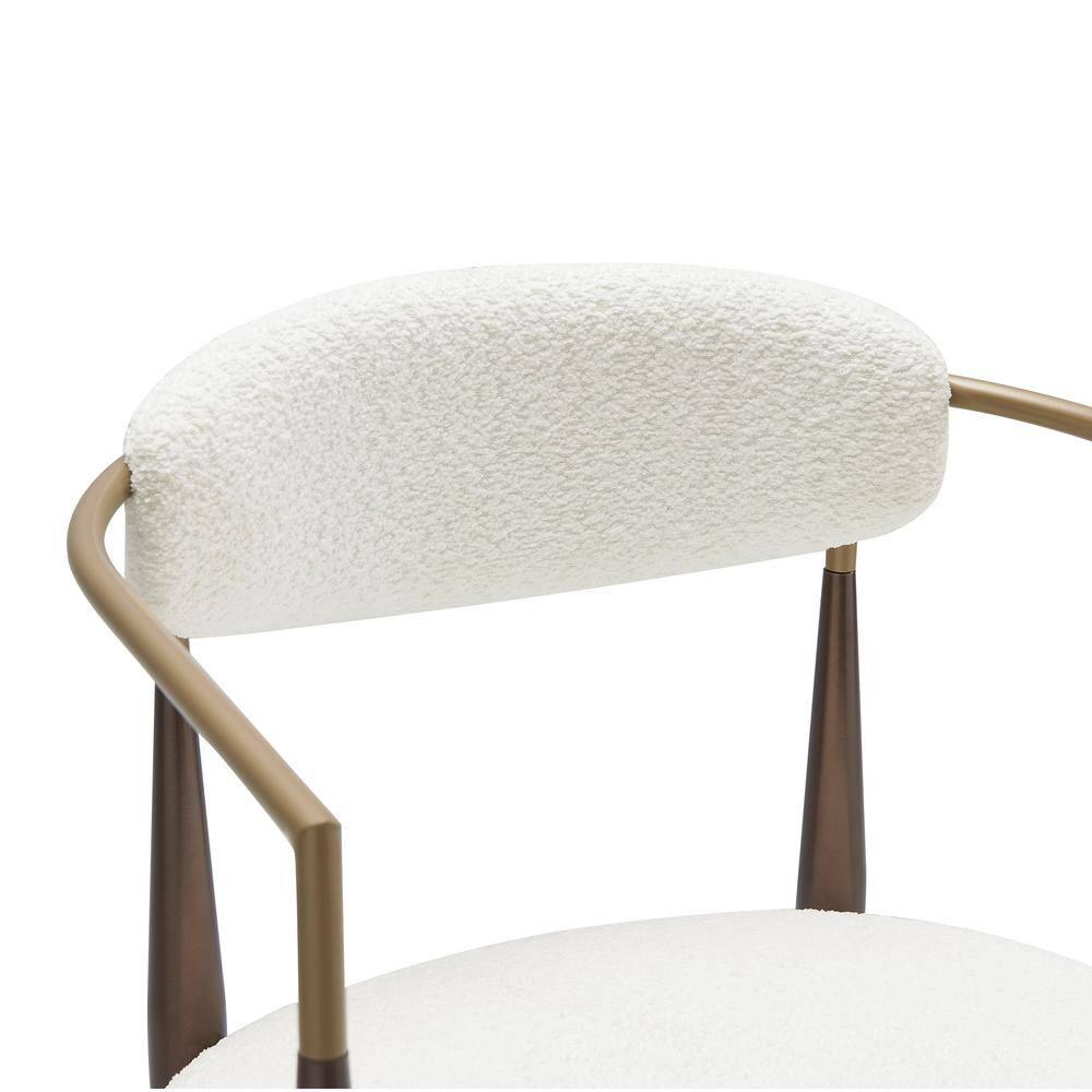 Christopher Knight Home Grov Upholstered Boucle Iron Dining Chair (Set of 2), Beige and Gold