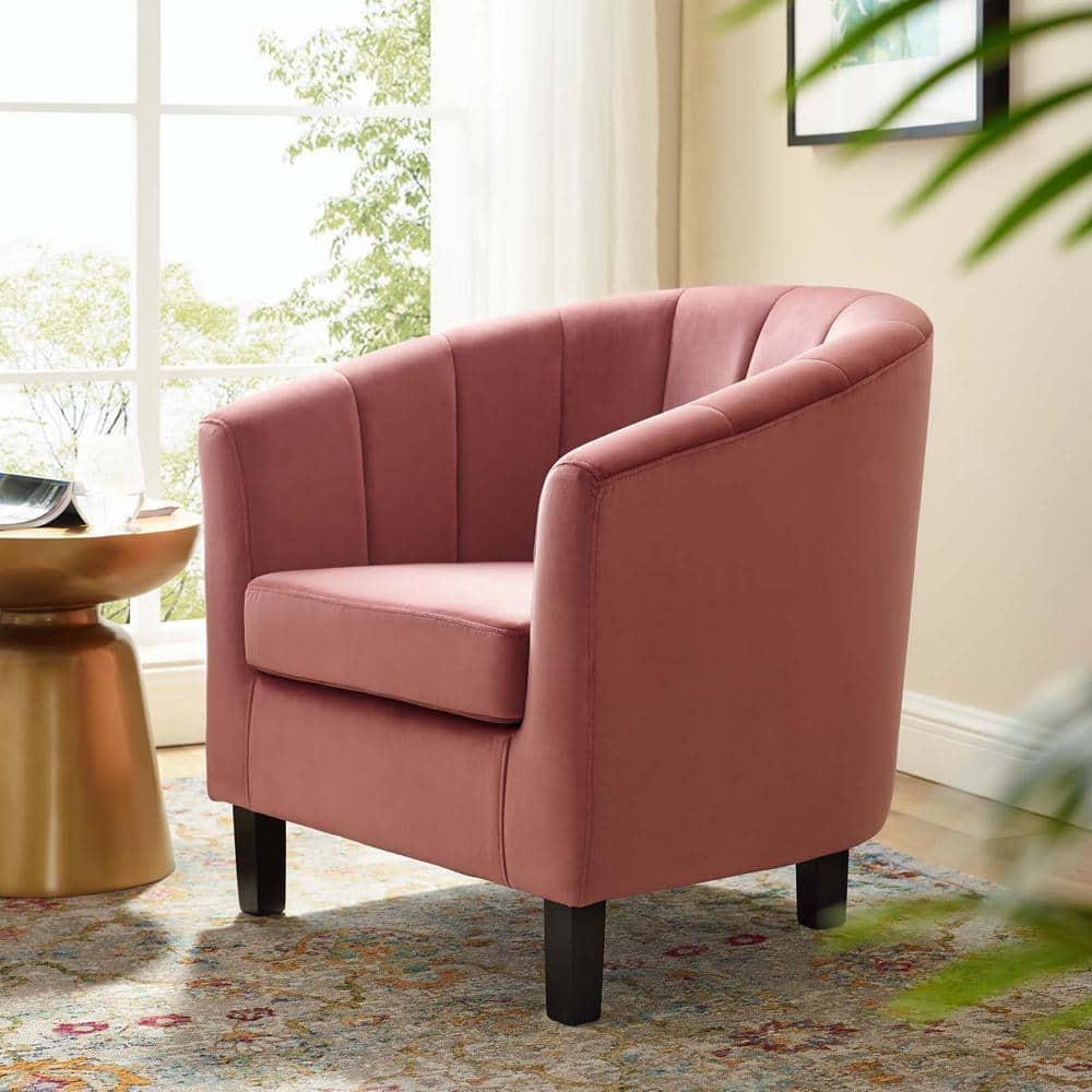 Modway Prospect Channel Tufted Performance Velvet Armchair Dusty Rose