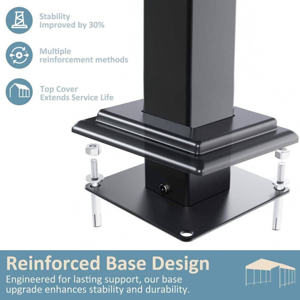 Carport 12x20 FT Metal Carport with Enhanced Base Outdoor Heavy Duty Garage Galvanized Car Shelter for Pickup, Boat, Car and Tractors