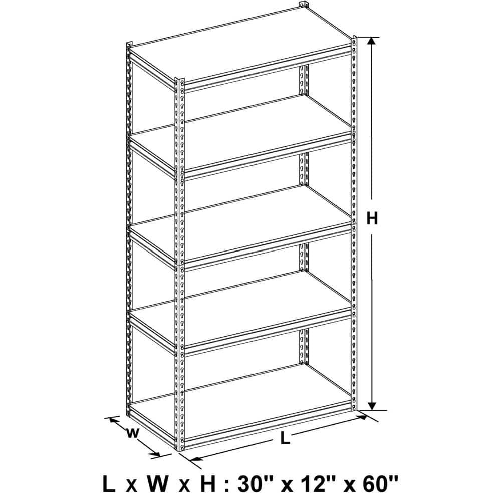 King's Rack 5-Tier Metal Boltless Storage Shelving in White/Wooden
