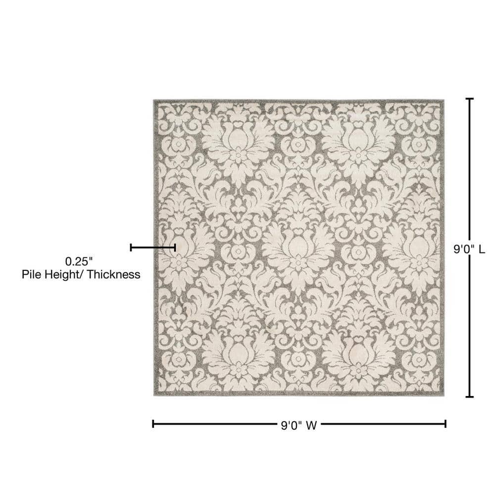 Amherst AMT427 Power Loomed Indoor Area Rug - Dark Grey/Beige - 9'x9' - Safavieh