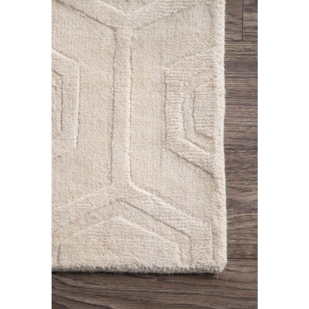 nuLOOM Ambrose Hand Woven Wool Area Rug, 4' x 6', Ivory