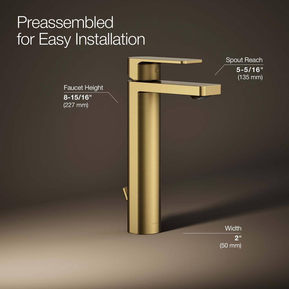 Parallel™ Tall Single-Handle Bathroom Sink Faucet, Single-Hole Faucet with Pop-Up Drain, 1.2 GPM