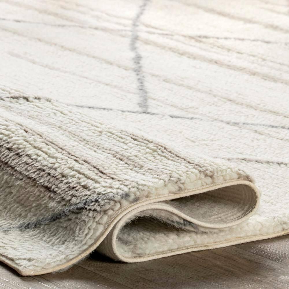 Arvin Olano x Rugs USA - Pick-Up-Sticks Machine Washable Wool Indoor Area Rug Ivory 5' x 8'