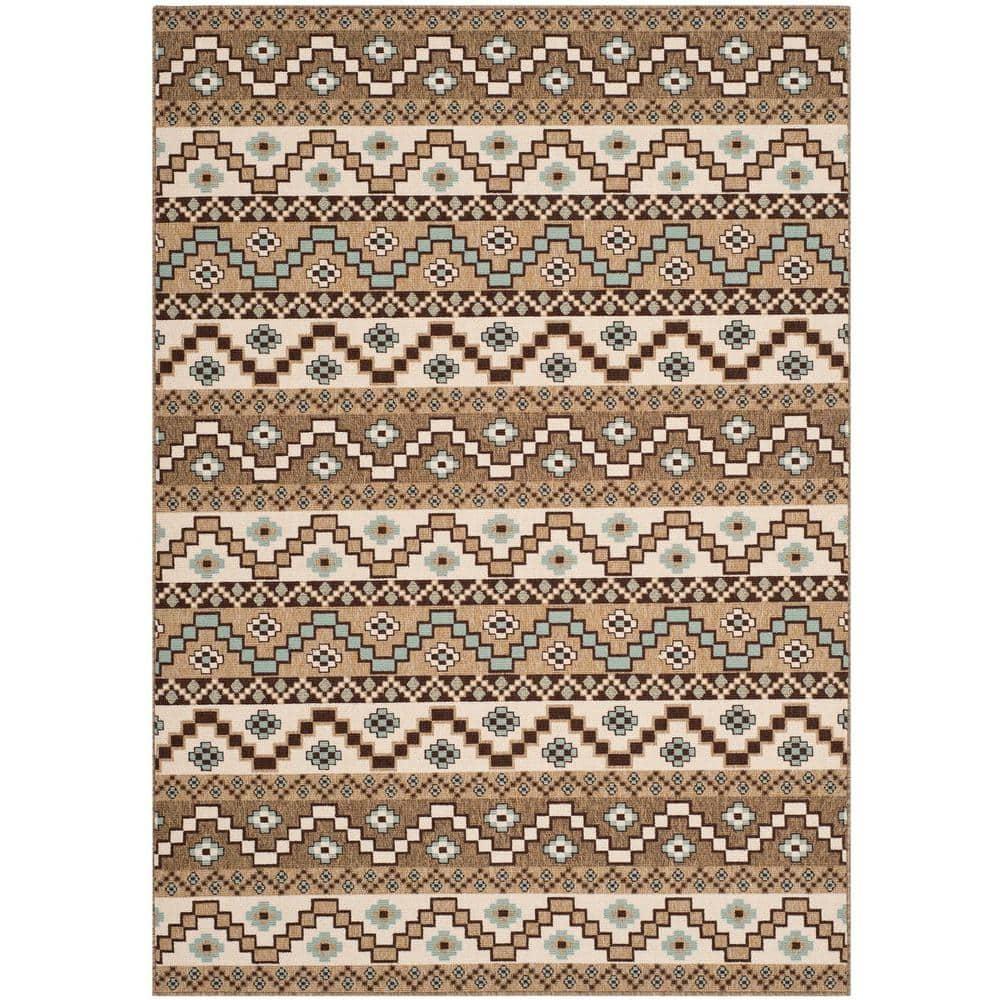 Veranda VER095 Power Loomed Indoor/Outdoor Area Rug - Creme/Brown - 8'x11' - Safavieh