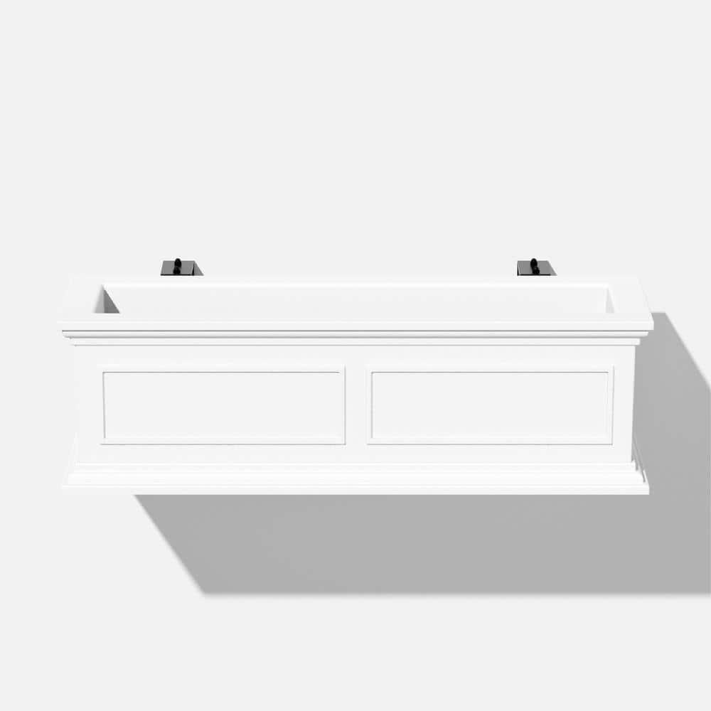 Veradek Brixton Railing Window Box 36" Plastic Planter - White