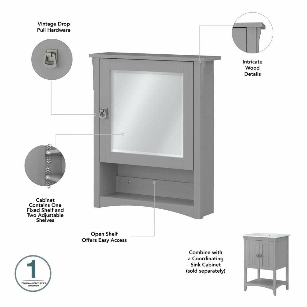 Salinas Bathroom Medicine Cabinet with Mirror in Cape Cod Gray - Engineered Wood