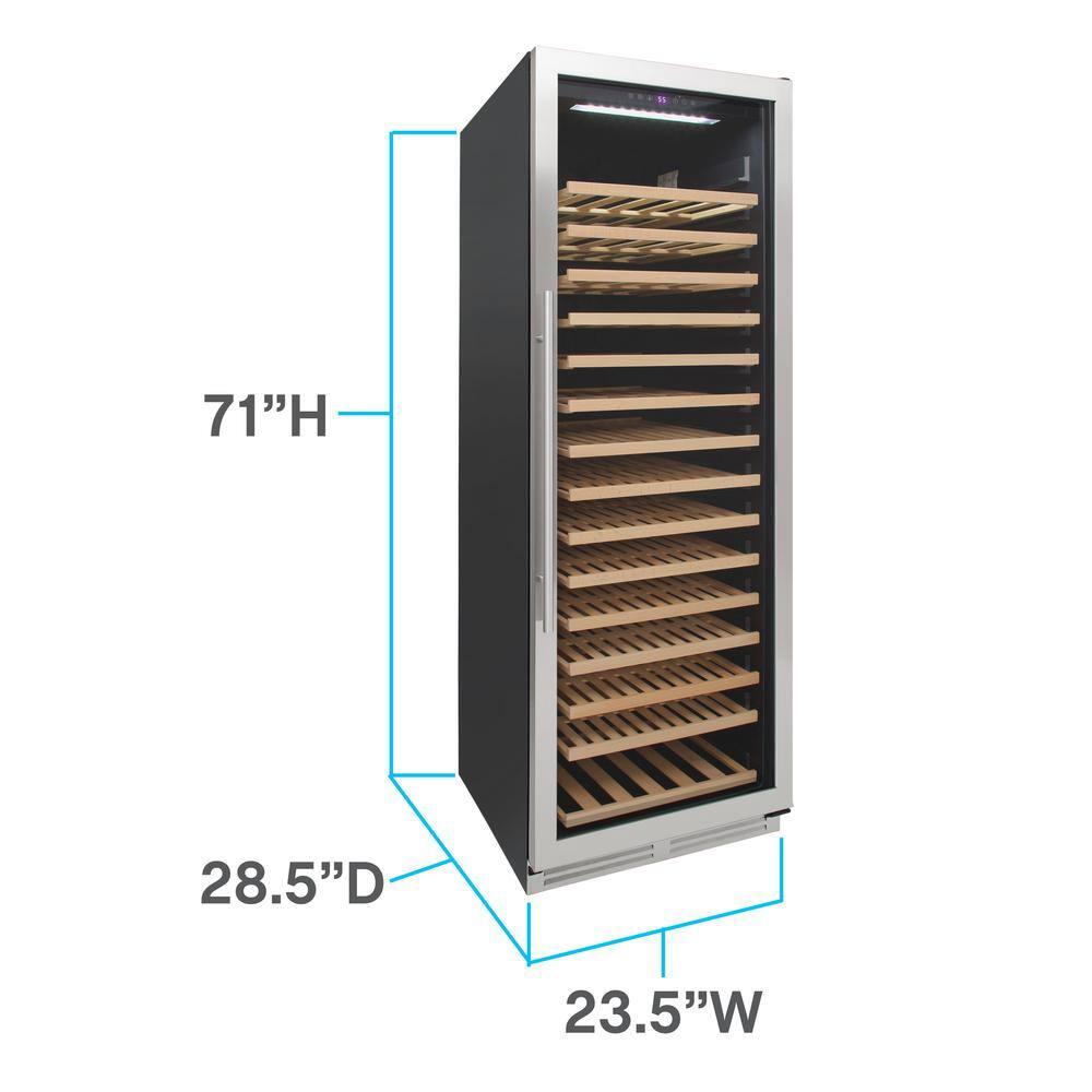 Avanti Wine Cooler Designer Series Freestanding Single-Zone Chiller, 176-Bottle Capacity with Wooden Pull-Out Shelves Double-Pane Reversible Glass Door, LED Display, 23.5-Inch, Stainless Steel